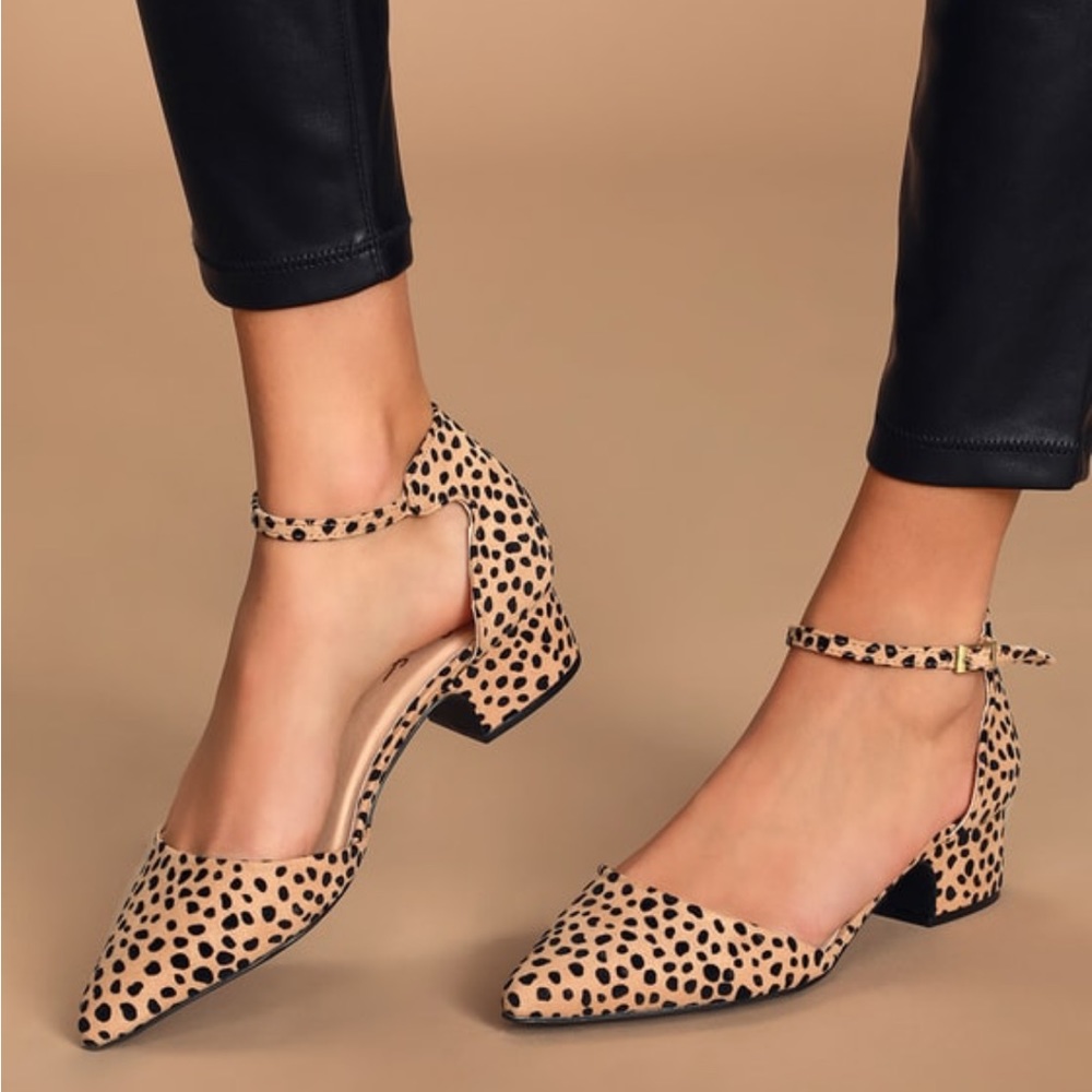 Cheetah ankle straps pumps